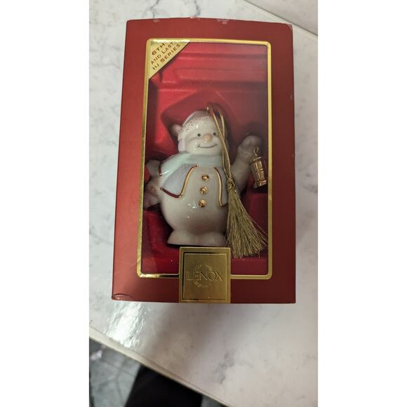 Lenox porcelain collectable snowman Christmas ornament marked with box - Picture 3 of 9